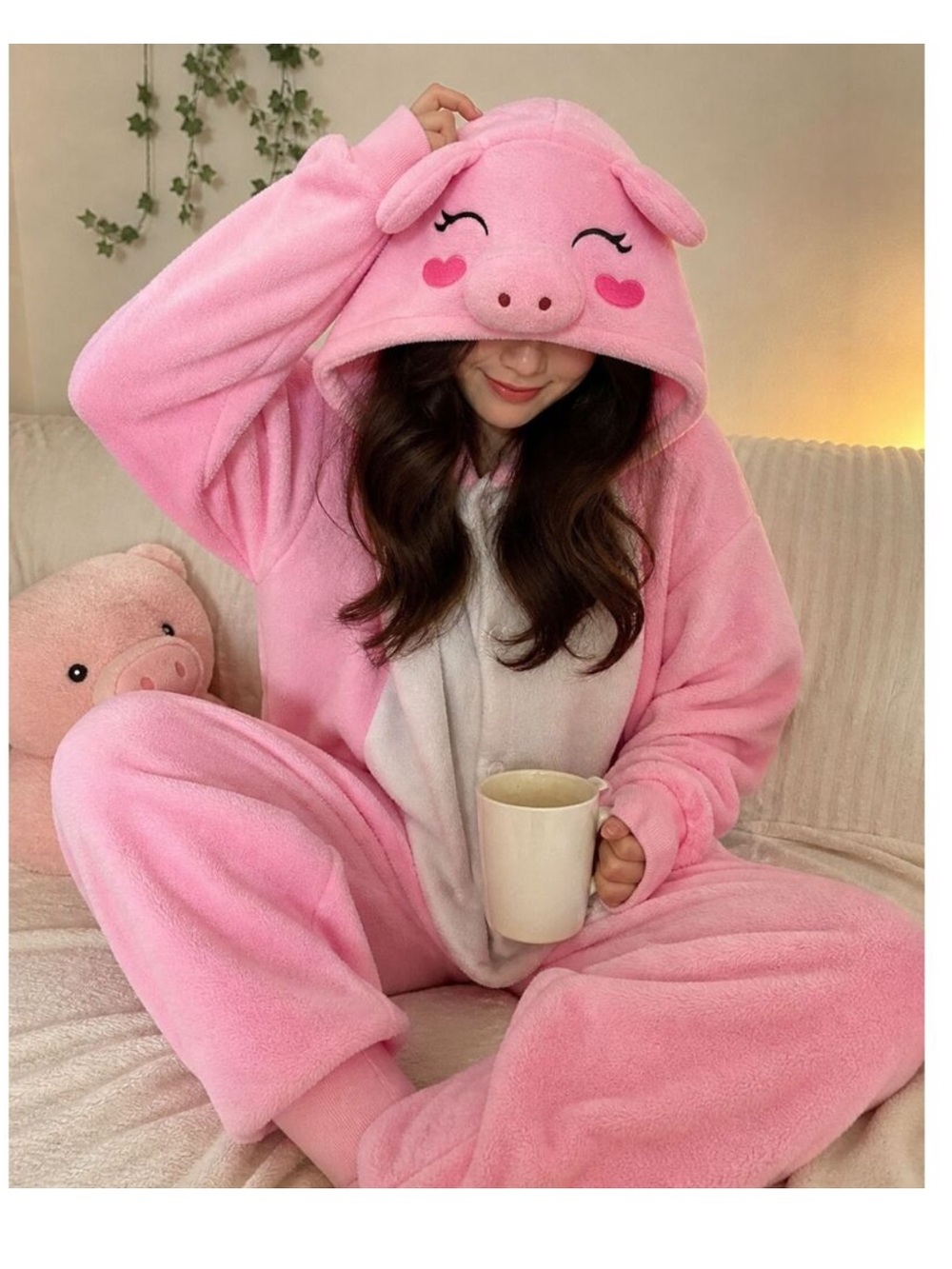 Beauty Shine Pink Piggy Onesie w/ buttons and pockets! Size-m